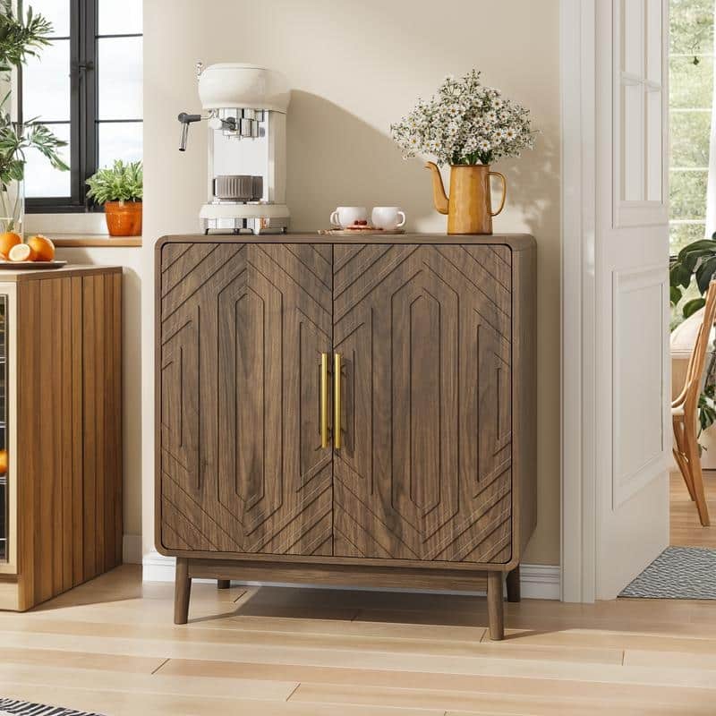 Sideboard Buffet Cabinet with Adjustable Shelves and Elegant Artistic Design for Home Decor