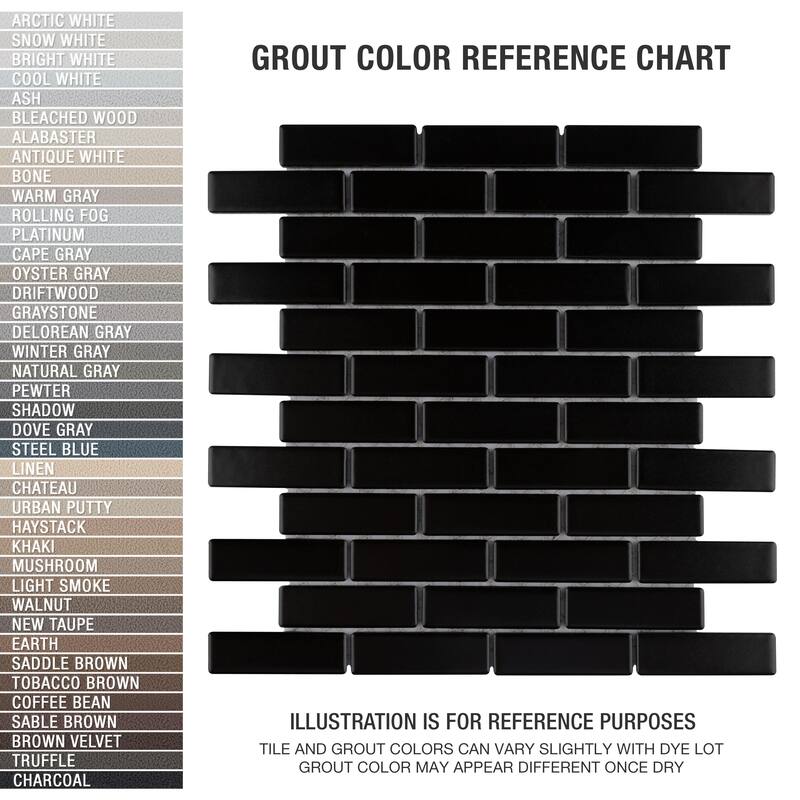 Merola Tile Metro Brick Subway Matte Black 11-1/2" x 11-3/4" Porcelain Mosaic Floor and Wall Tile