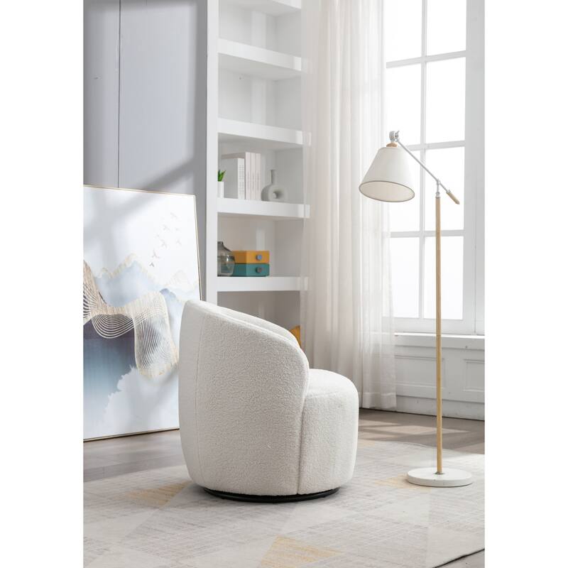 25.60" Swivel Barrel Chair, Modern Small Single Sofa Chair Comfy Round Upholstered Armchair for Living Room Bedroom