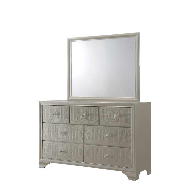 Kym Champagne LED Faux Leather Upholstered Tufted Panel Bed