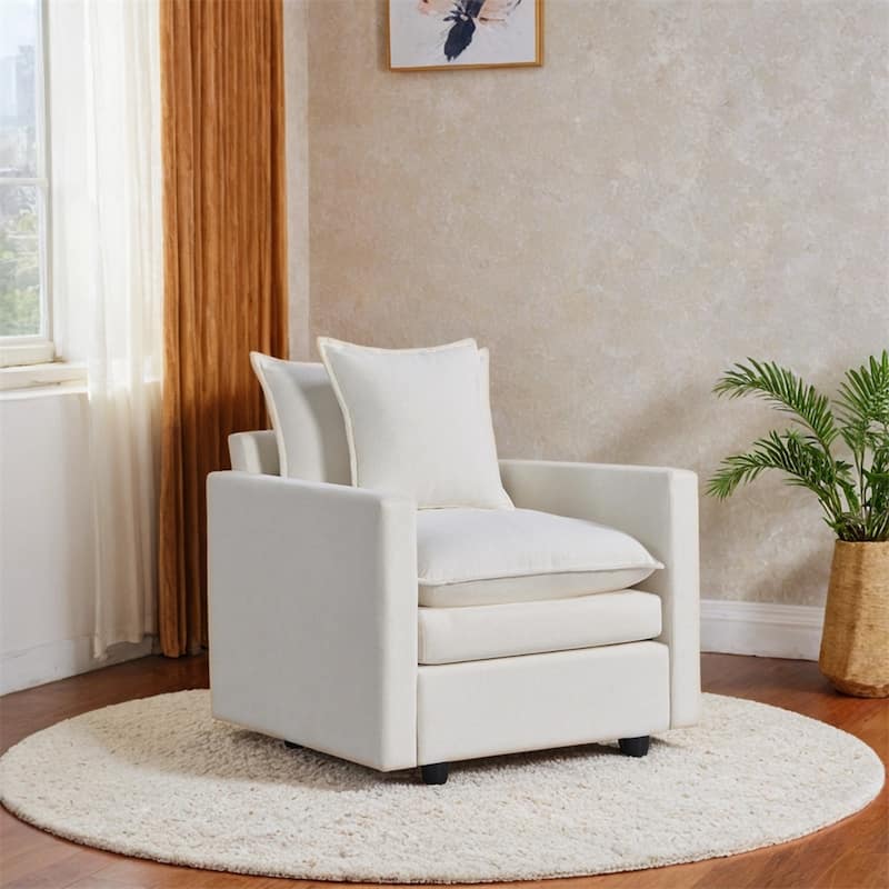 Chenille Comfy Deep Single Seat Sofa Upholstered Reading Armchair