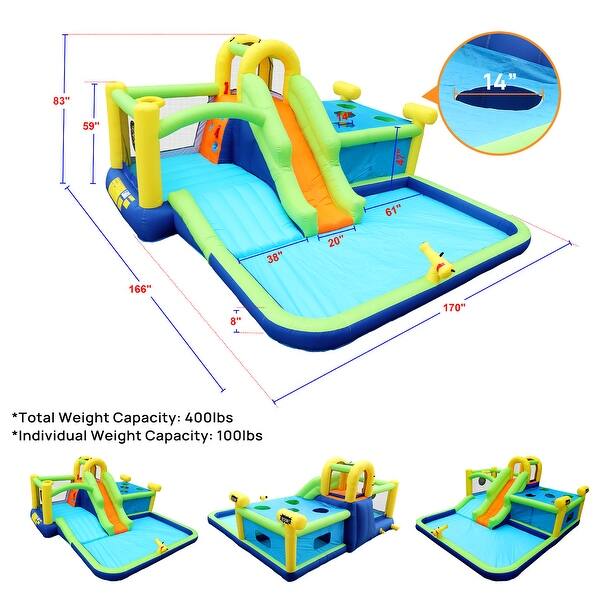 7 in Inflatable slide water park bouncing house outdoor bouncer with