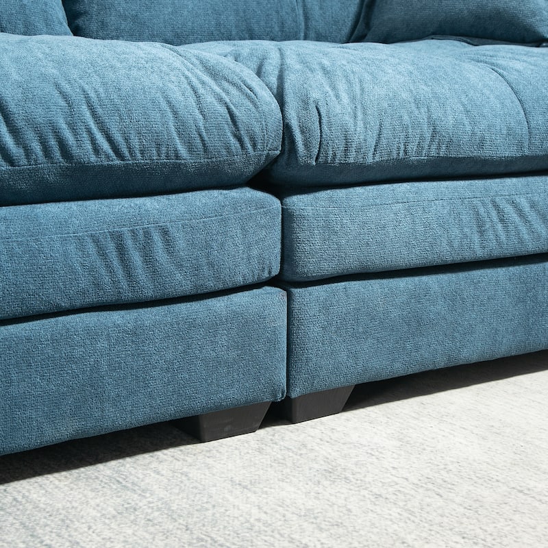 84" Chenille Sofa Small Sofa Loveseat Deep Seat Sofa Couch with 2 Throw Pillows & Memory Foam Lounge
