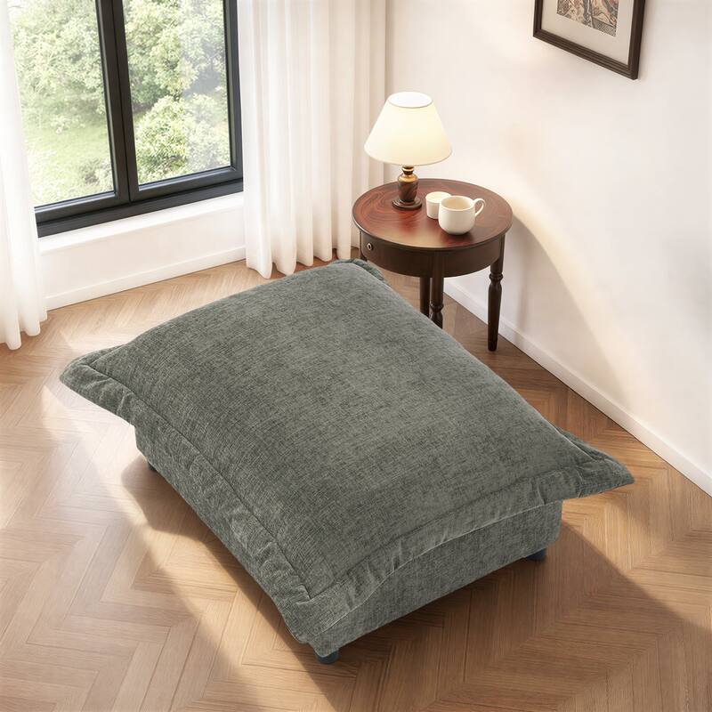 37"W Oversized Upholstered Chenille Rectangle Cloud Ottoman