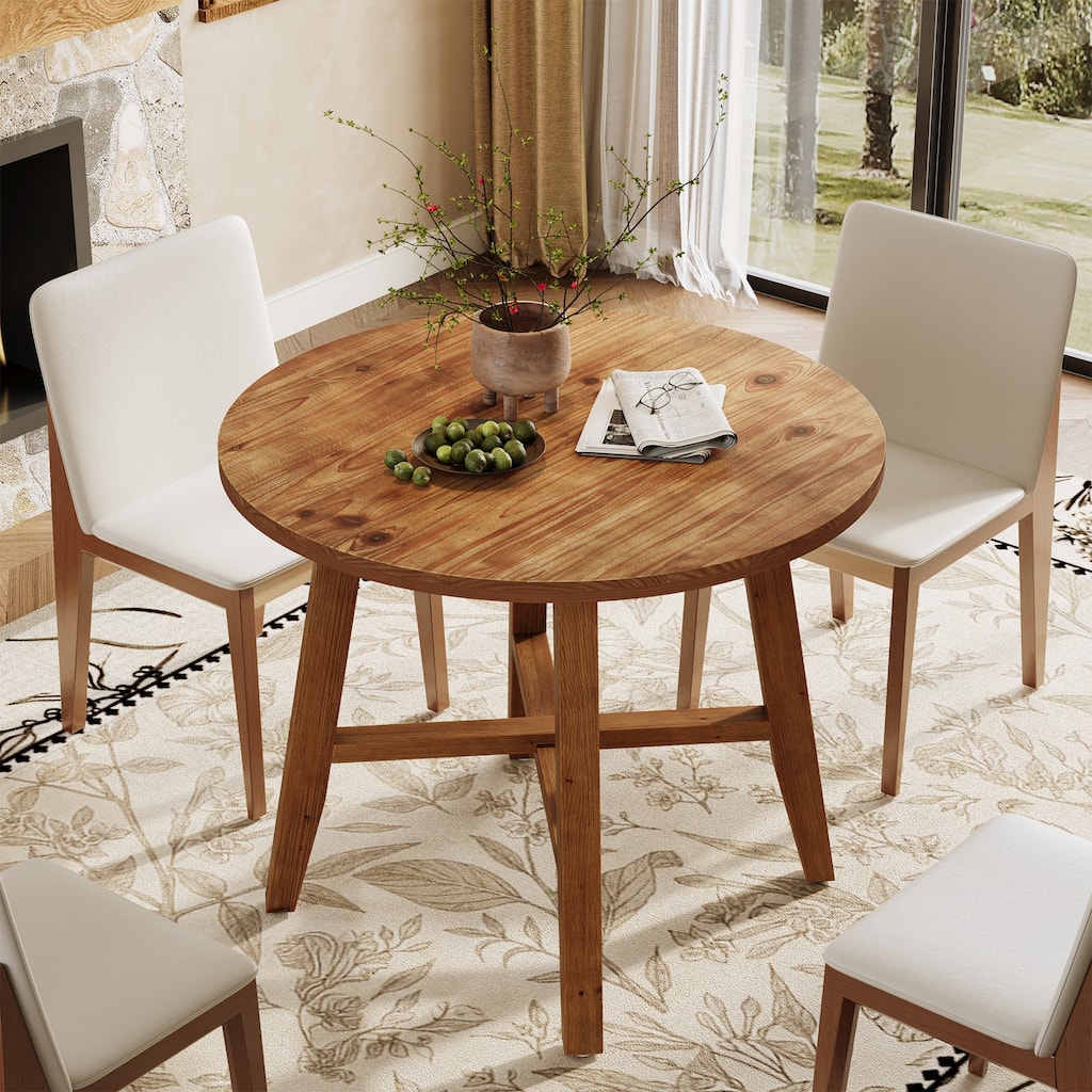 Solid Wood Round Dining Table, Kitchen Table, End/Side Table for Living/Dining Room, Kitchen, Apartment
