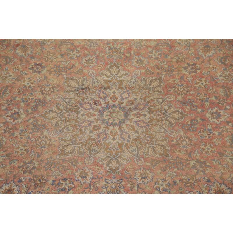 Hand Knotted Oriental 100% Wool Carpet Traditional Floral Oranges & Rust Kashan Area Rug - 13' 0'' X 9' 6''