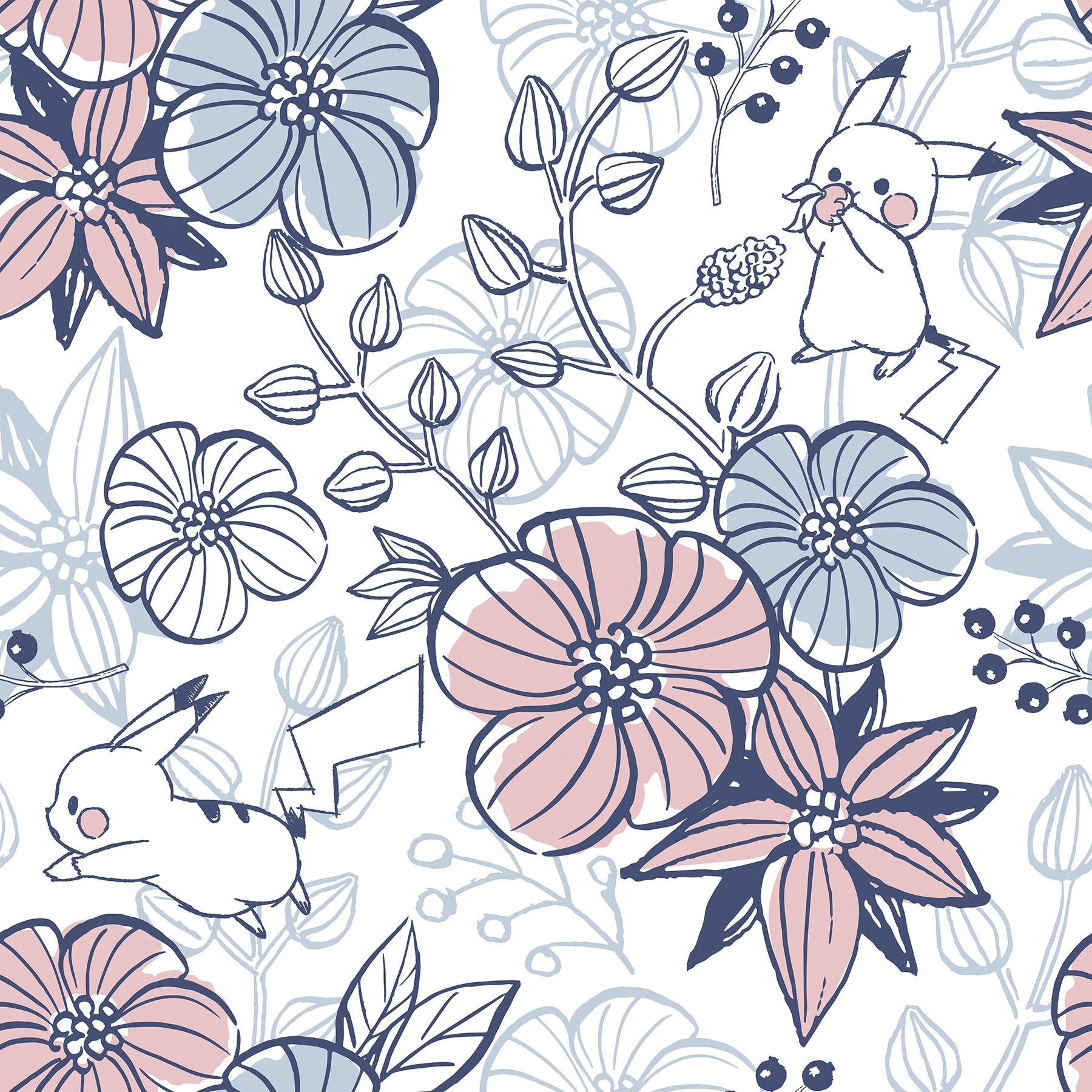 RoomMates Pokémon Pikachu Floral Peel and Stick Wallpaper