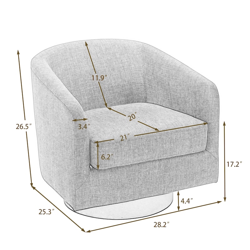 Modern Round Swivel Accent Chair Set of 2 Barrel Chair for Living Room