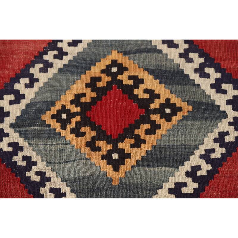 Hand-Woven Vegetable Dye Kilim Qashqai Persian Vintage Area Rug - 4'0"x 7'9"