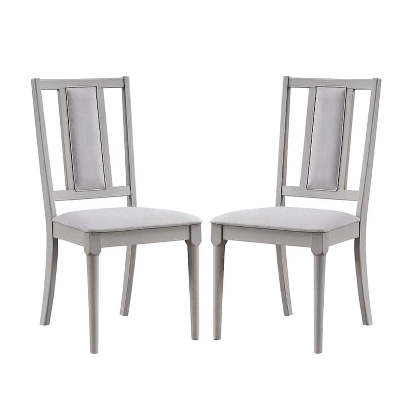 Set of 2 Upholstered Dining Chairs with Tapered Legs in Beige and Natural - Beige/Natural - Set of 2