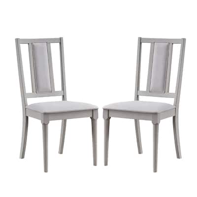 Set of 2 Upholstered Dining Chairs with Tapered Legs in Beige and Natural