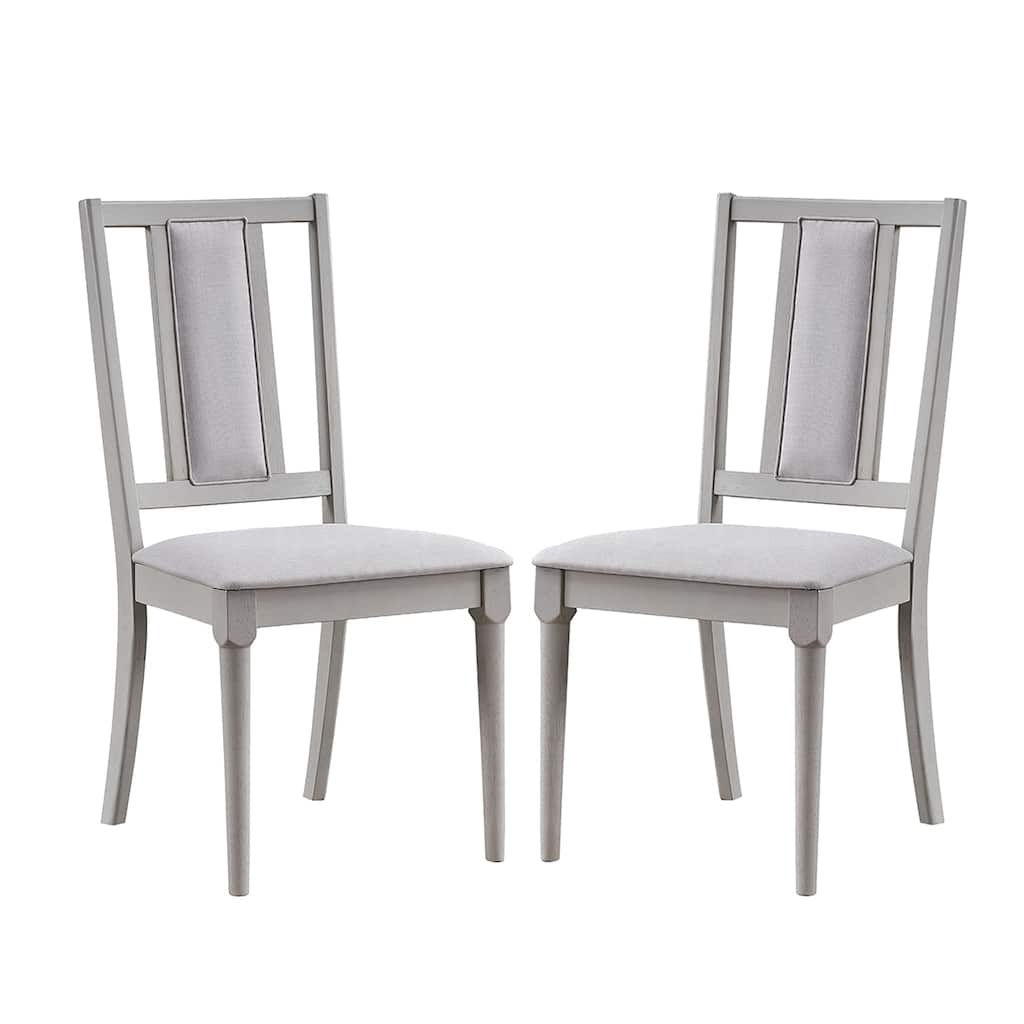 Set of 2 Upholstered Dining Chairs with Tapered Legs in Beige and Natural