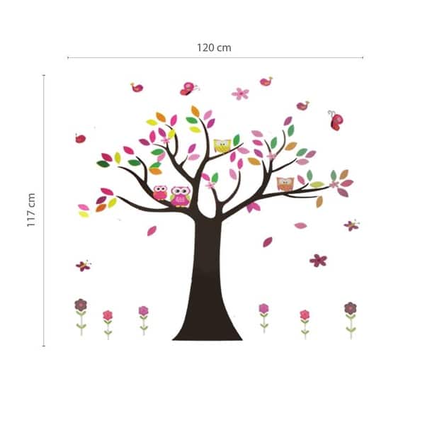 Walplus Owl Tree Wall Sticker Peel and Stick DIY Art Nursery Decor