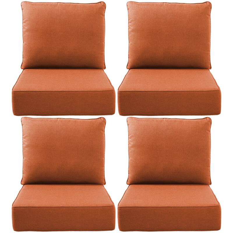 Gymojoy 24"x22"x6" Patio Thick Cushions & Pillows Set - Deep Seat Indoor/Outdoor Water & Fade Resistant - Four Sets - Orange