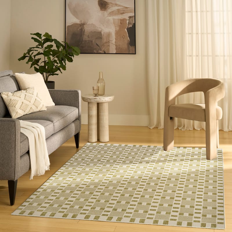 Nourison Nordic Indoor only Green Geometric Area Rug - 4' x 6' - Green