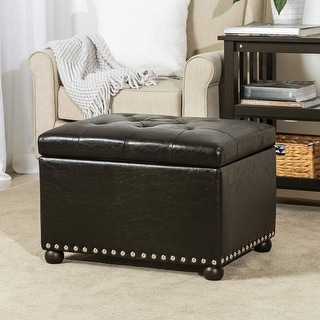 Bonded Leather Square Tufted Footstool Storage Bench Ottoman - On Sale ...