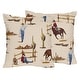 preview thumbnail 1 of 3, Sweet Jojo Designs Tan Brown Western Cowboy Boy 18in. Decorative Accent Throw Pillow Covers (Set of 2) Wild West Farm Horse Cow