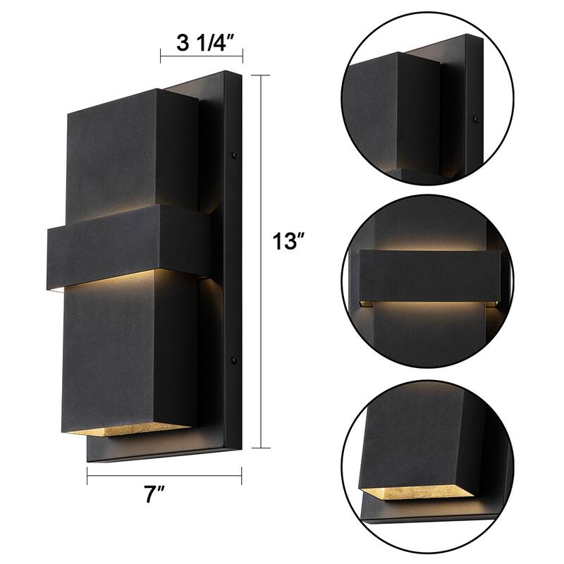C Cattleya 2-Light Matte Black Aluminum LED Outdoor Wall Light