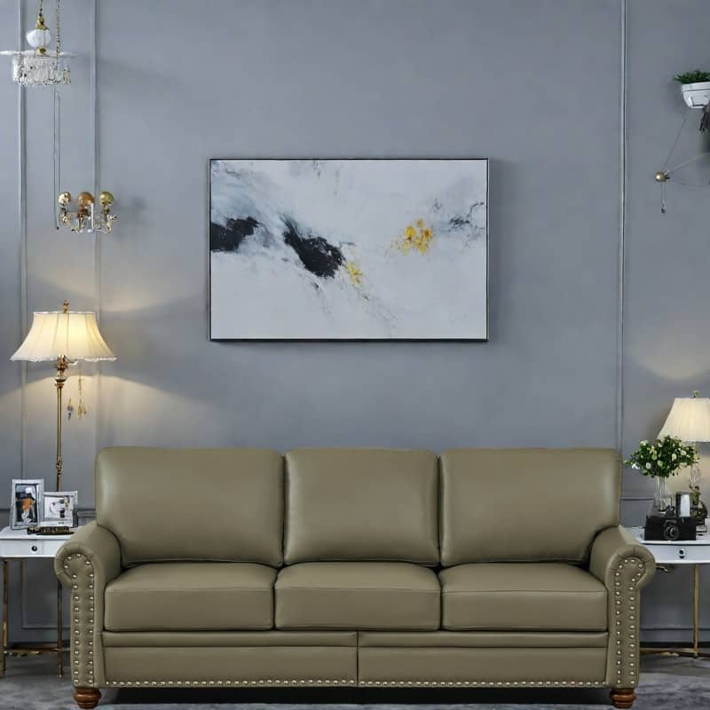 82.68" 3-Seater Sofa PU Leather Sofa with Storage, Solid Wood And Metal Frame, 6-Leg Support, Under-Seat Storage Boxes