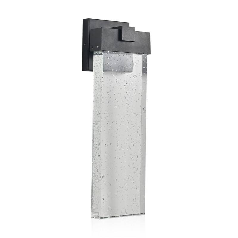 1-pack Modern Outdoor Wall Light Fixture, Weatherproof LED Wall Sconce with Bubble Crystal, Black Finish, Porch,Patio, Garden