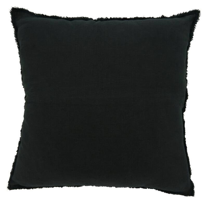 Fringed Design Down-Filled Throw Pillow - Black