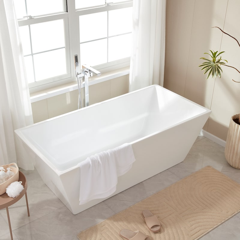 Vanity Art 67 inch Freestanding Acrylic Bathtub with Pop-up Drain