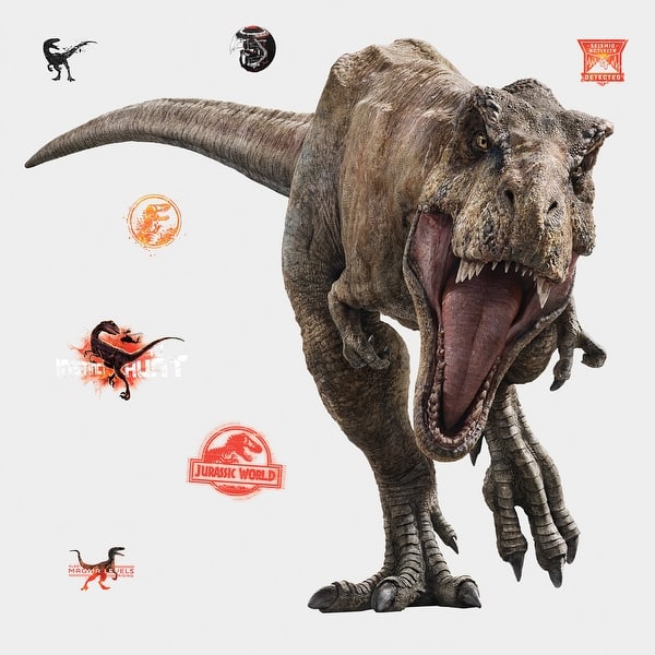slide 2 of 4, Brown & Orange & Black Jurassic World 2 T-Rex Giant Wall Decal by RoomMates