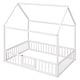 preview thumbnail 28 of 42, Twin/Full Wood House Bed with Fence & Roof - Enclosed Play Area for Kids