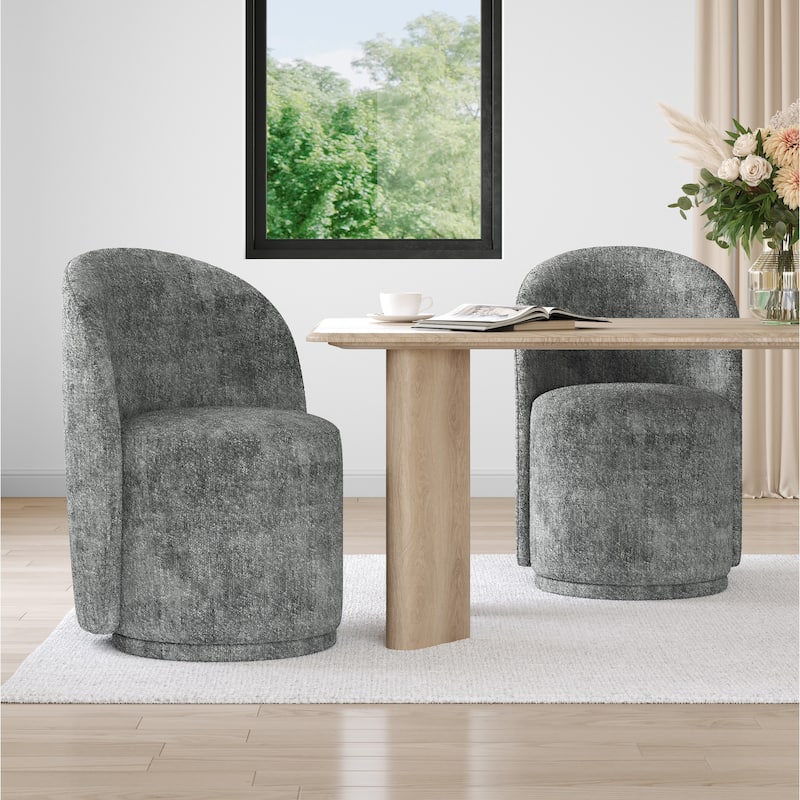 23.5" Wide Swivel Side Chair for Dining Room, Living Room - Set of 2 - Grey-Chenille