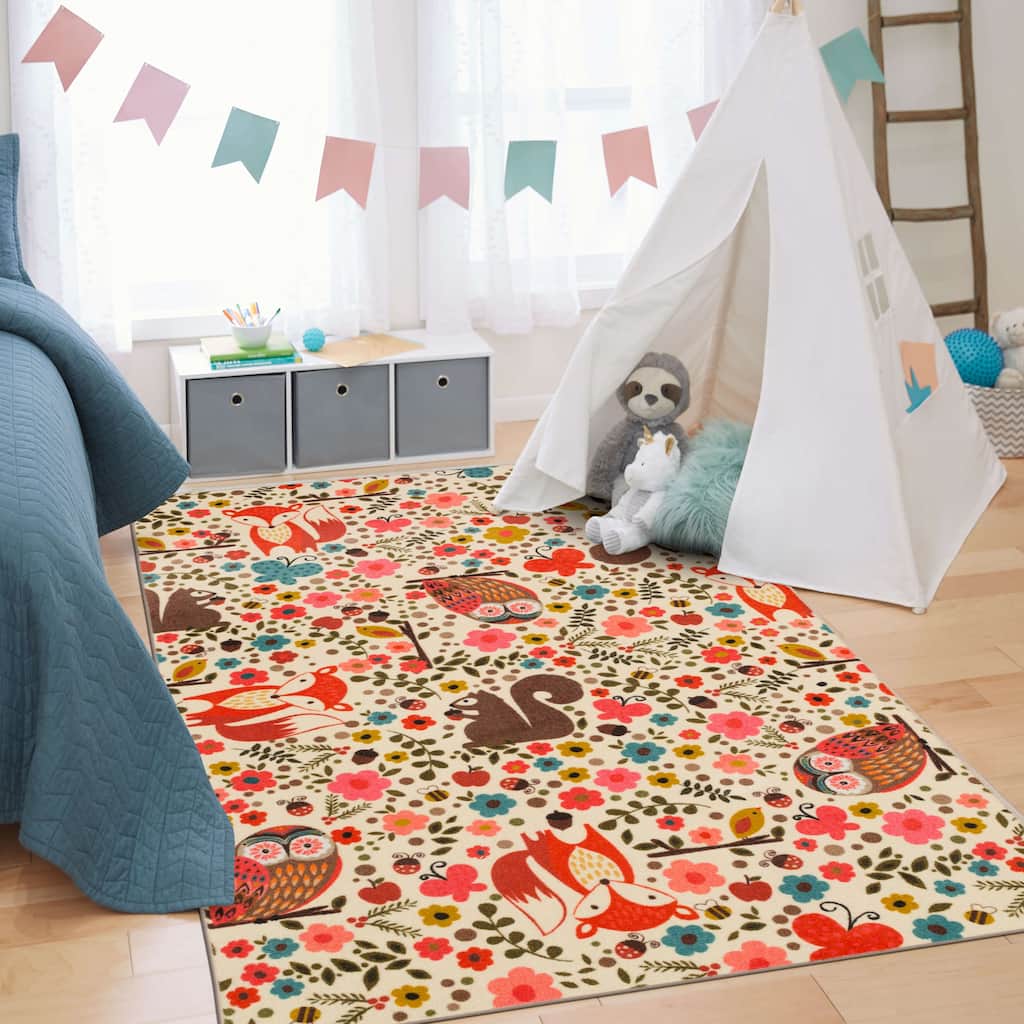 Mohawk Home Multicolor Enchanted Forest Animals Kids' Area Rug