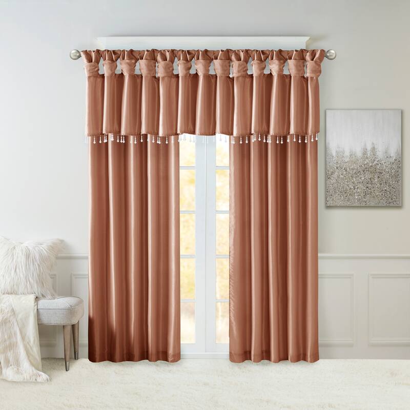 Madison Park Natalie Lightweight Faux Silk Valance with Beads - 50x26"