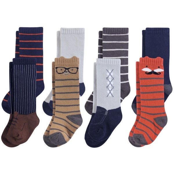 slide 1 of 1, Hudson Baby Infant Boy Cotton Rich Knee-High Socks, Handsome Fox 0-6 Months - Handsome Fox