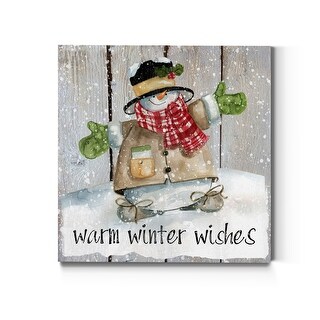 Winter Wishes Snowman-Premium Gallery Wrapped Canvas - Ready to Hang - Multi-Color