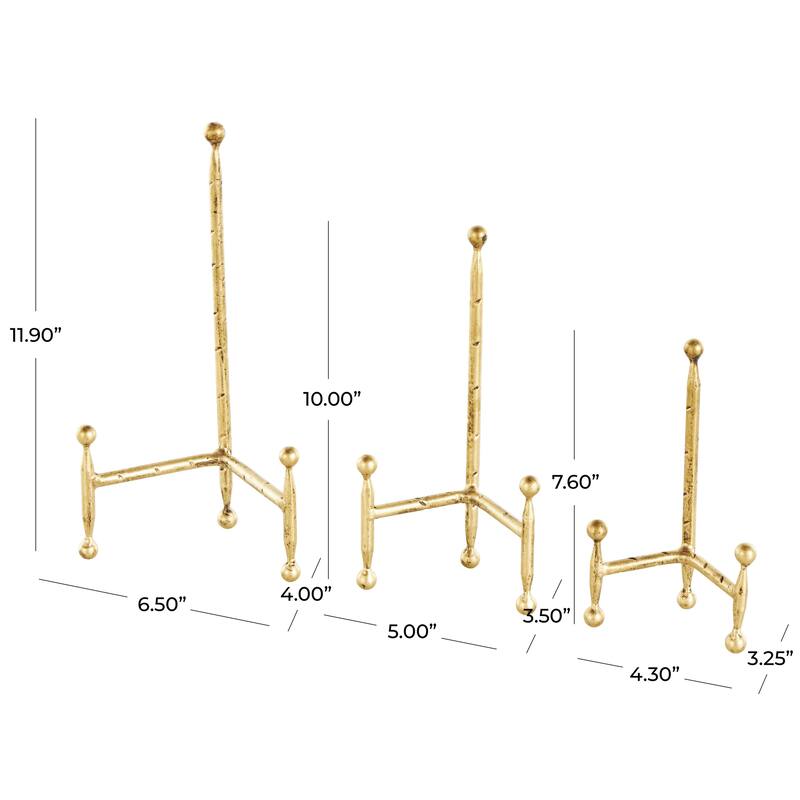 Metal Slim Display Easel with Ball Accents - Set of 3 Black or Gold - Roche River Decor
