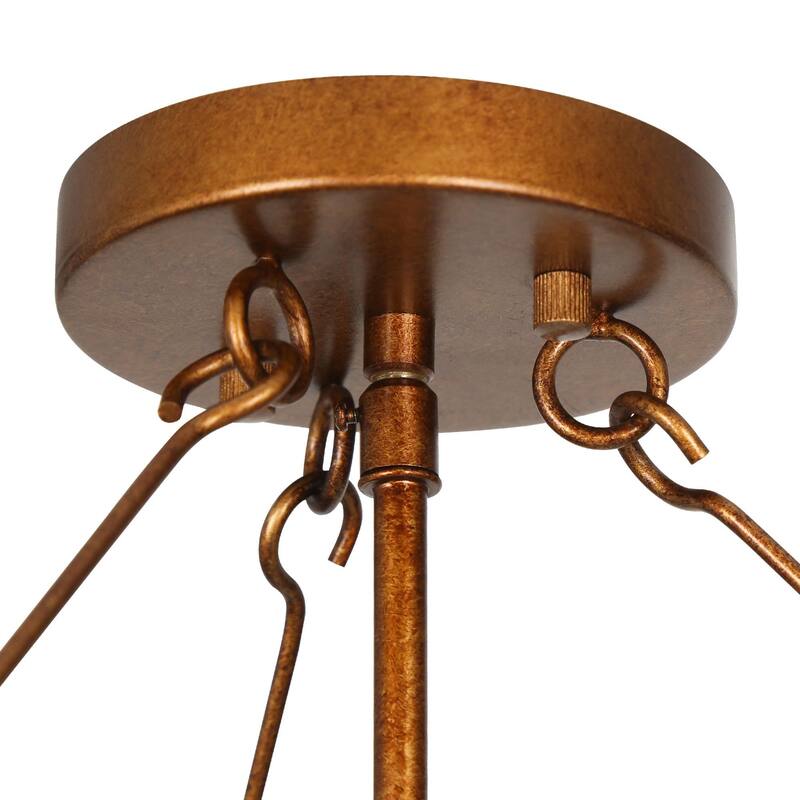 Mid-century Modern French Country 4-light Drum Ceiling Lights Wheel Semi-flush Mount Lights - D 13.8" x H 16.9"
