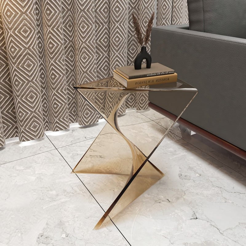 Randolph Modern Indoor Lightweight Side Table with Triangular Curved Design Accent End Table for Home Living Room or Bedroom