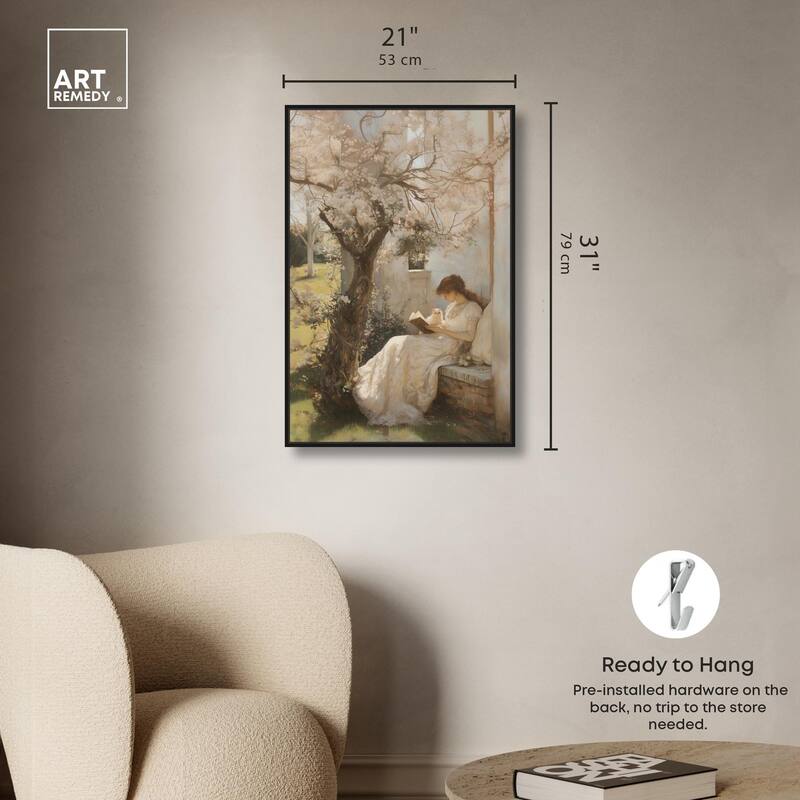 Reading With Her Cat Canvas by Art Remedy