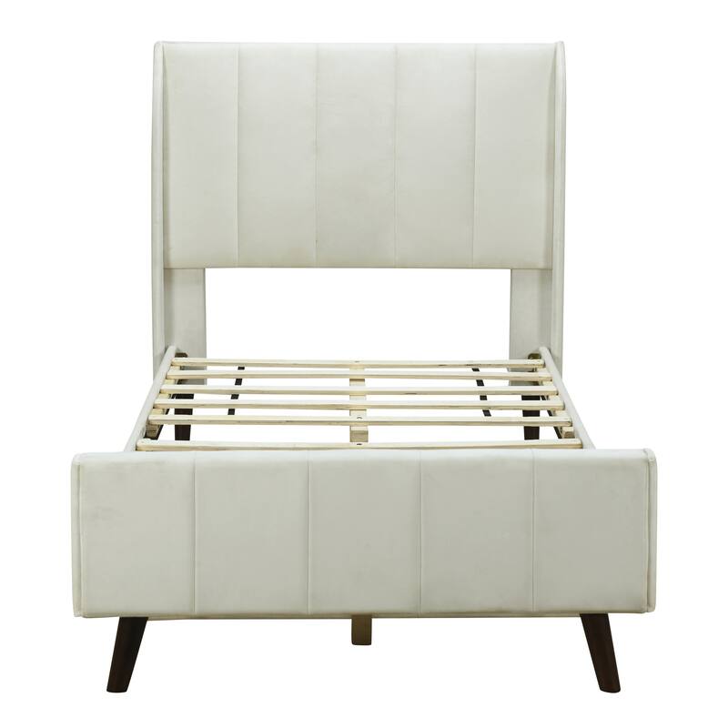 Twin/Full/Queen Size Velvet Upholstered Platform Bed Frame with Headboard and Wooden Slats Support, No Box Spring Needed