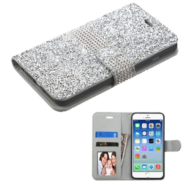 Insten Folio Flip Rhinestone Diamond Bling Leather Wallet Flap Pouch Case Cover For Apple iPhone 6/ 6s