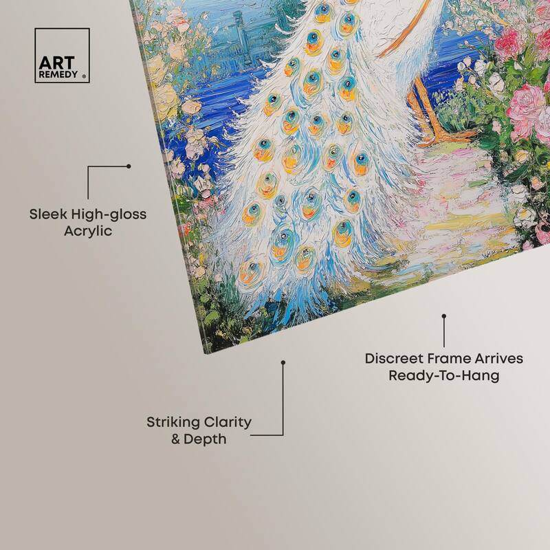 Peacock in Paradise Acrylic by Art Remedy, Ready to Hang