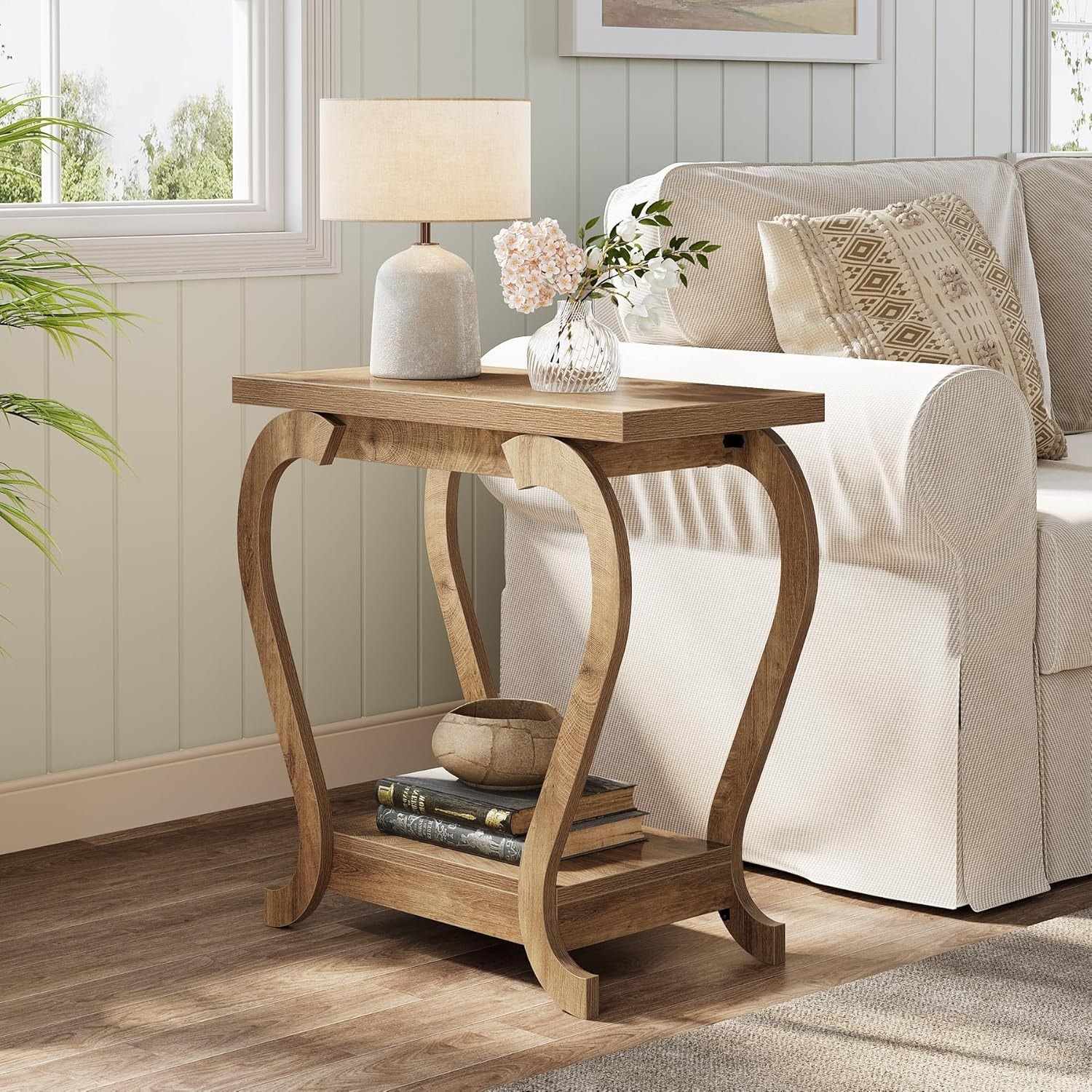 2-Tier End Side Couch Table Nightstand for Living Room Bedroom