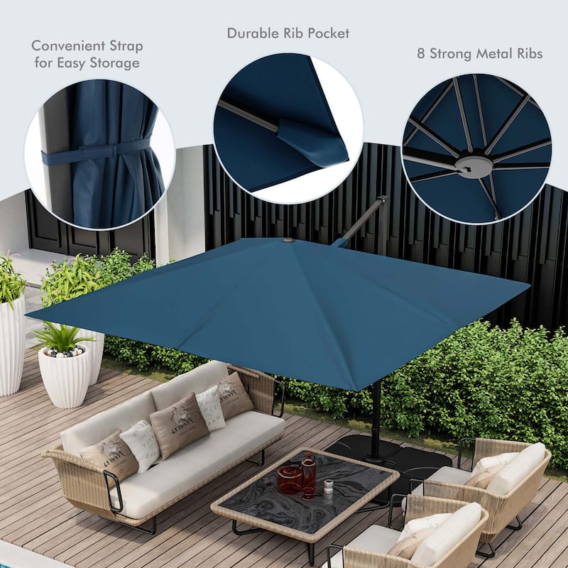 Costway Patio 9.5FT Square Cantilever Offset Hanging Umbrella 2-Tier