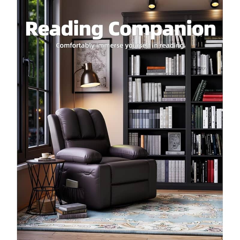 27'' Oversized360° Swivel Recliner Chairs with Heat and Massage
