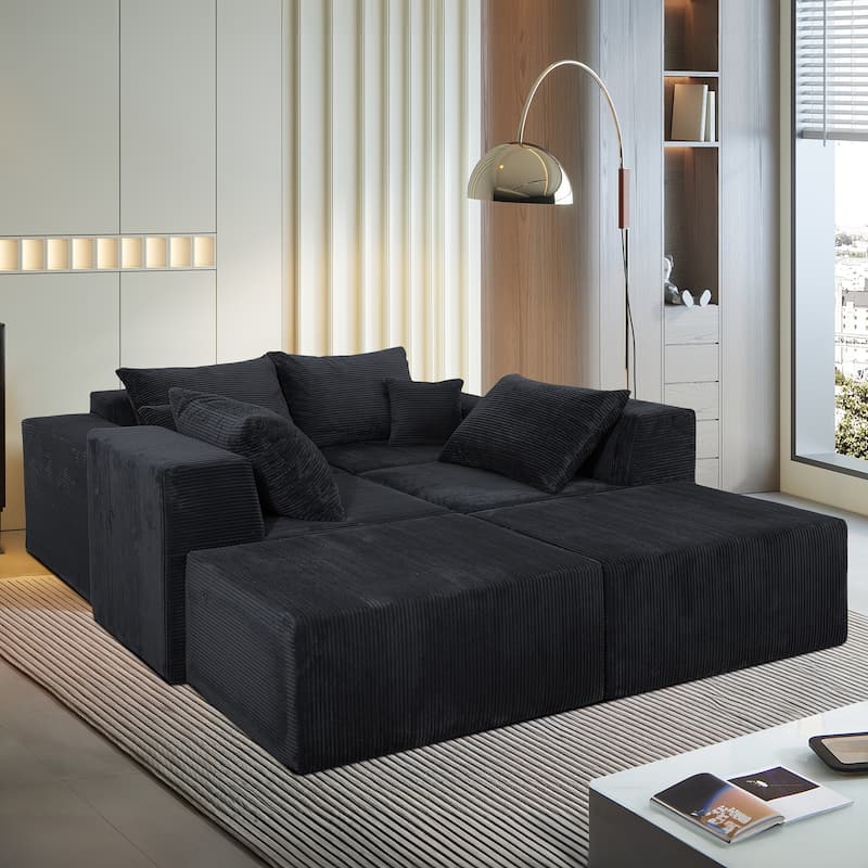 GDFStudio - 6-Piece Modular U-Shaped Sectional Sofa with Chaise Lounge