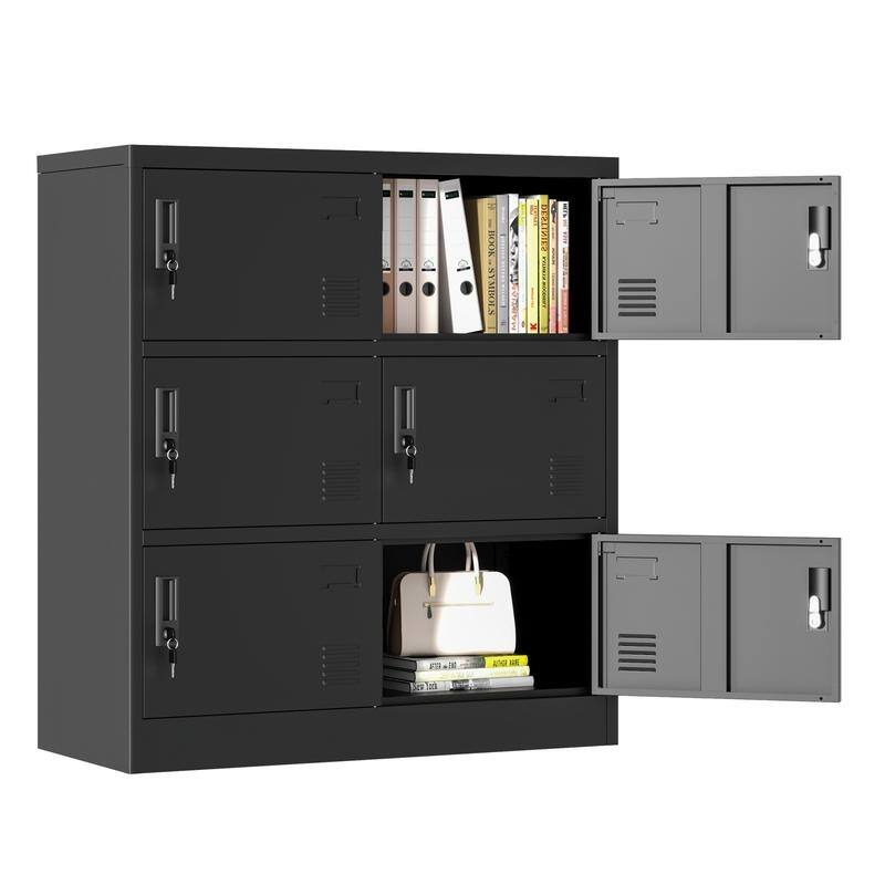 6-Door Metal Employee Storage Locker with Card Slot for Office,Gym,School