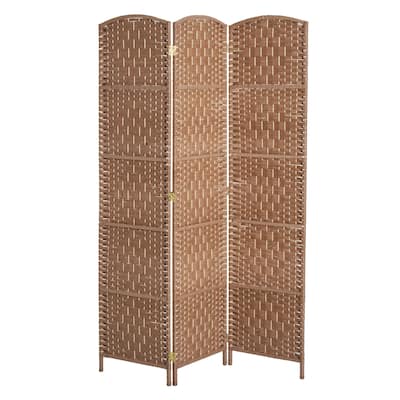 3-Panel Wicker Weave Folding Room Divider Privacy Screens