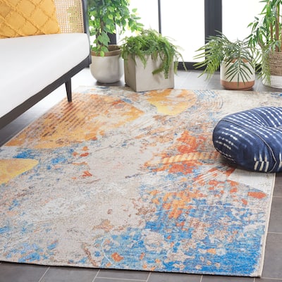 SAFAVIEH Barbados Eylem Indoor/Outdoor Tropical Abstract Waterproof Patio Backyard Rug - 9'10" x 12'5"