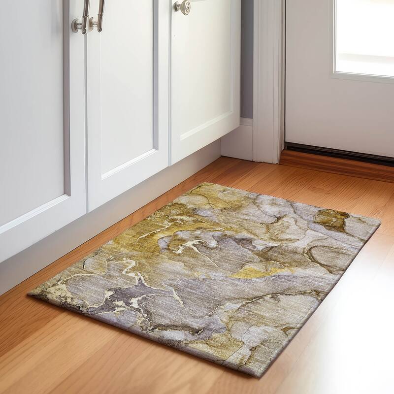 Premium Washable Super Soft Abstract Contemporary Mayfield Rug - Taupe - 1' 8" x 2' 6" - Rectangle