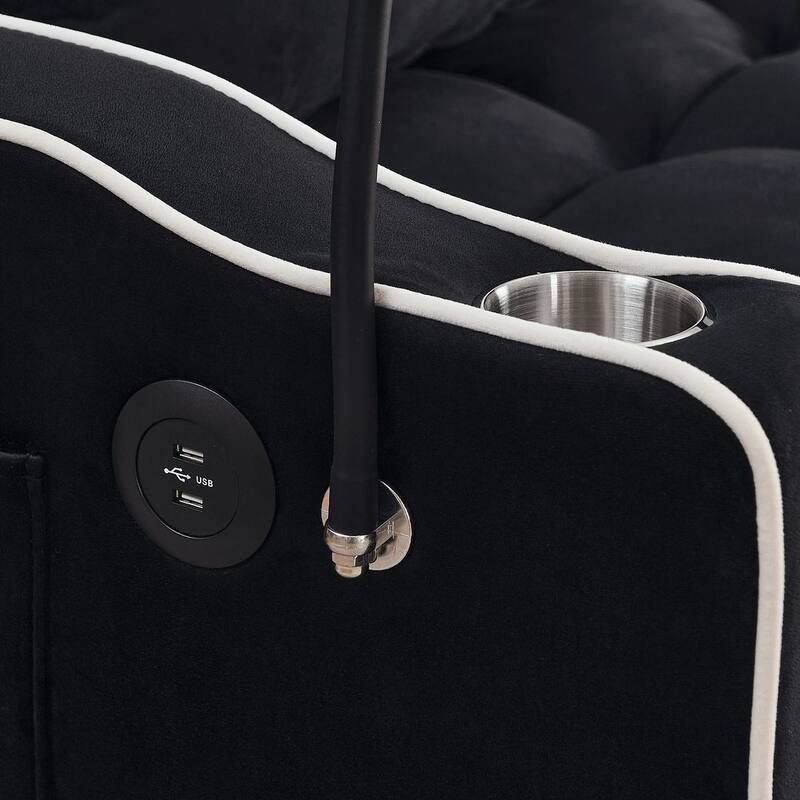 55.51'' Modern Versatile Foldable Sofa Bed With Adjustable Back and USB Port and Ashtray and Swivel Phone Stand