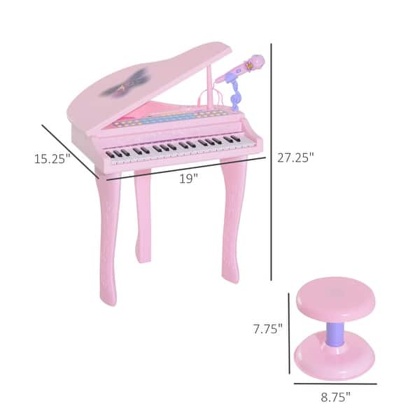 dimension image slide 1 of 2, 37 Key Kids Toy Keyboard Piano Musical Electronic Instrument Grand Pian - 18.90"L * 15.40"W * 27.20"H